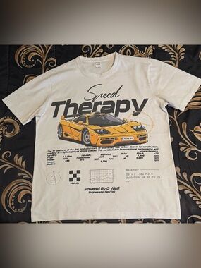 Speed Therapy Graphic Tee by - White with Yellow Graphic